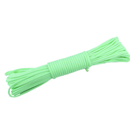 Green paracord on a white background
