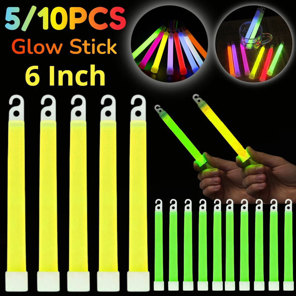 1/5/10PCS Fluorescence Glow Stick Military Glow Light Sticks with Hook